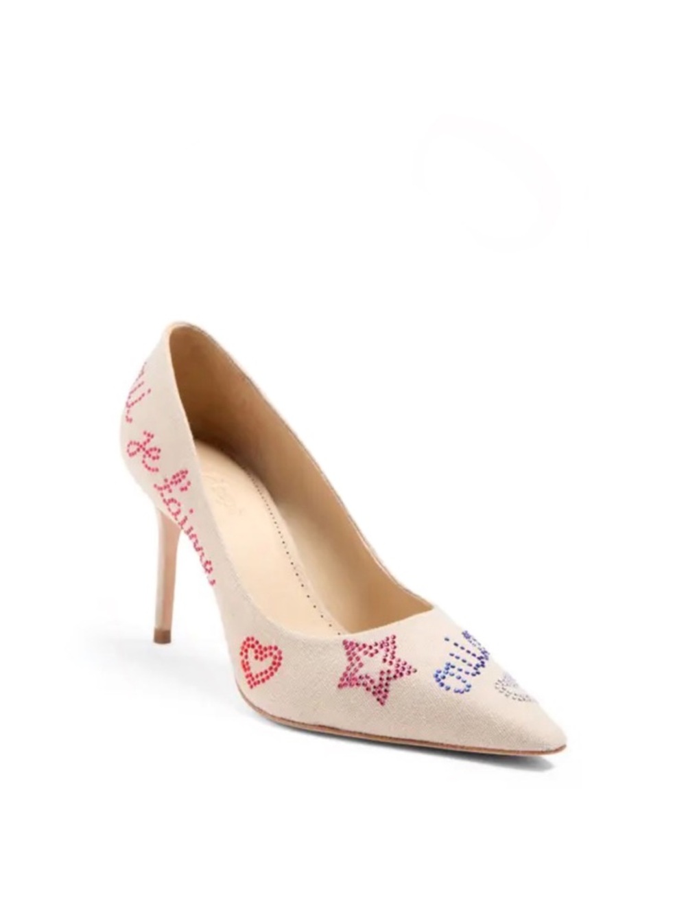 Cinq A Sept Juliet Linen Rhinestone Pointed Pump Sz 39 / US 9 MSRP $445 NEW